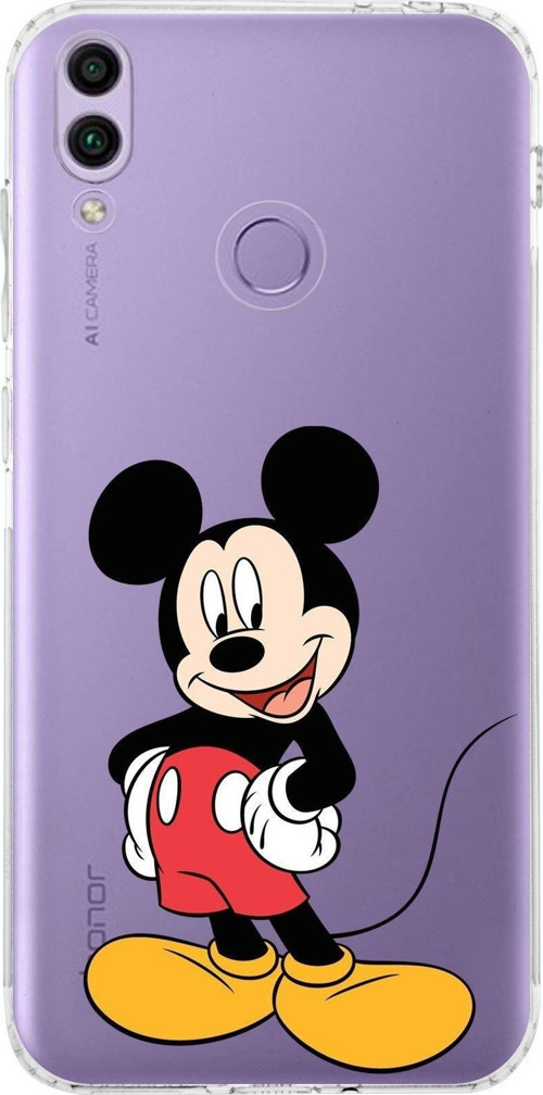 Huawei Honor 8C Kamera Korumalı Kapak Mickey Mouse Tasarımlı Şeffaf Kılıf