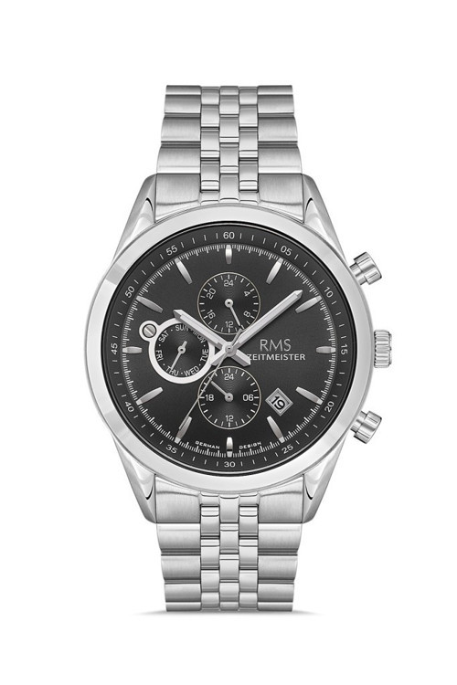 Rms Zeitmeister RMS.1.AG1163.10 Tüm Fonksiyonlar Aktif Kristal Camlı Çelik Kordon Çelik Kasa 5 ATM Suya Dayanıklı Metali