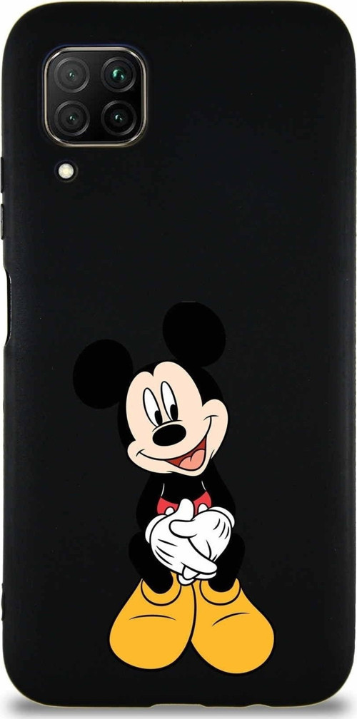 Huawei P40 Lite Soft Premier Kapak Mickey Mouse-A Tasarımlı Silikon Kılıf - Siyah