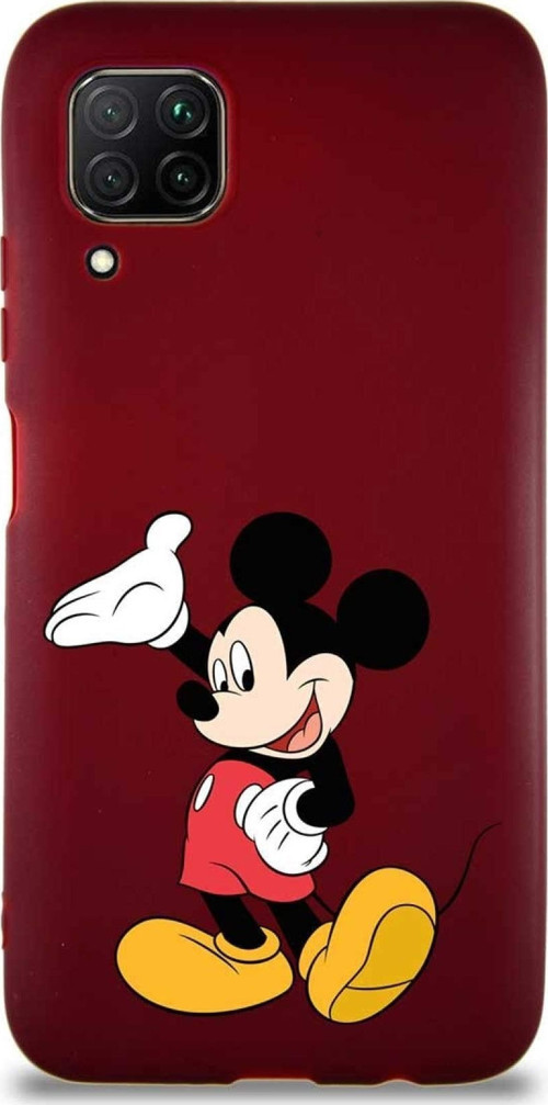 Huawei P40 Lite Soft Premier Kapak Mickey Mouse-C Tasarımlı Silikon Kılıf - Mürdüm