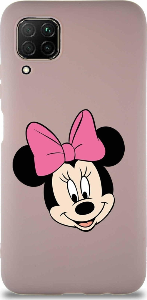 Huawei P40 Lite Soft Premier Kapak Minnie Mouse-C Tasarımlı Silikon Kılıf - Pudra