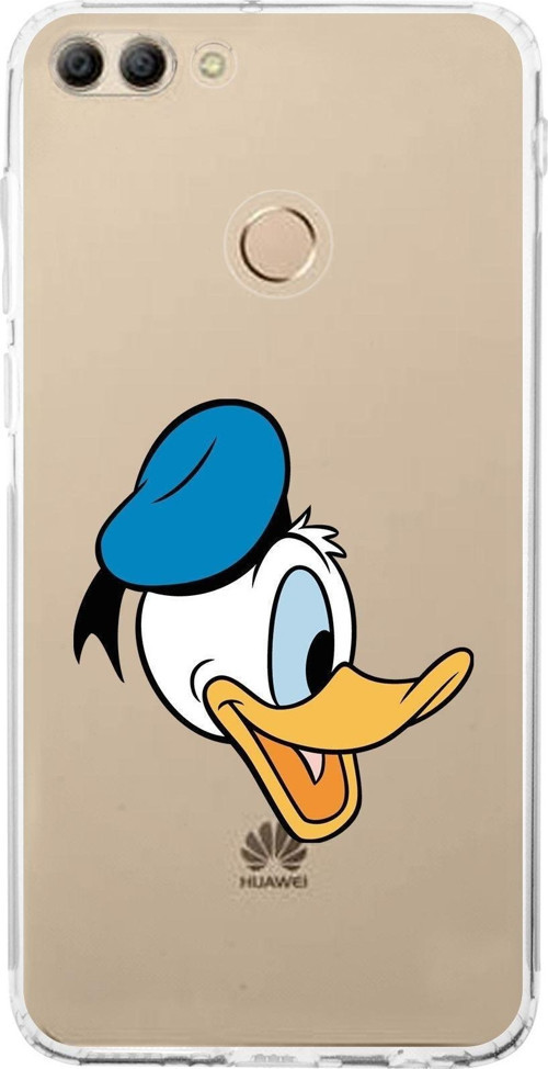 Huawei Y9 2018 Kamera Korumalı Kapak Donald Duck Tasarımlı Şeffaf Kılıf