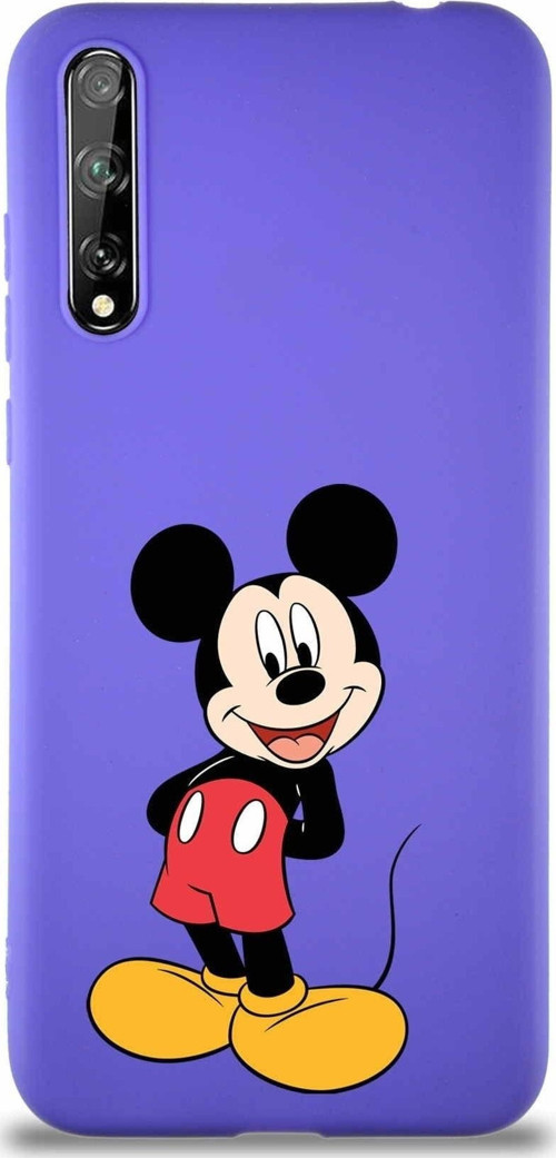 Huawei P Smart S Soft Premier Kapak Mickey Mouse-B Tasarımlı Silikon Kılıf - Mor
