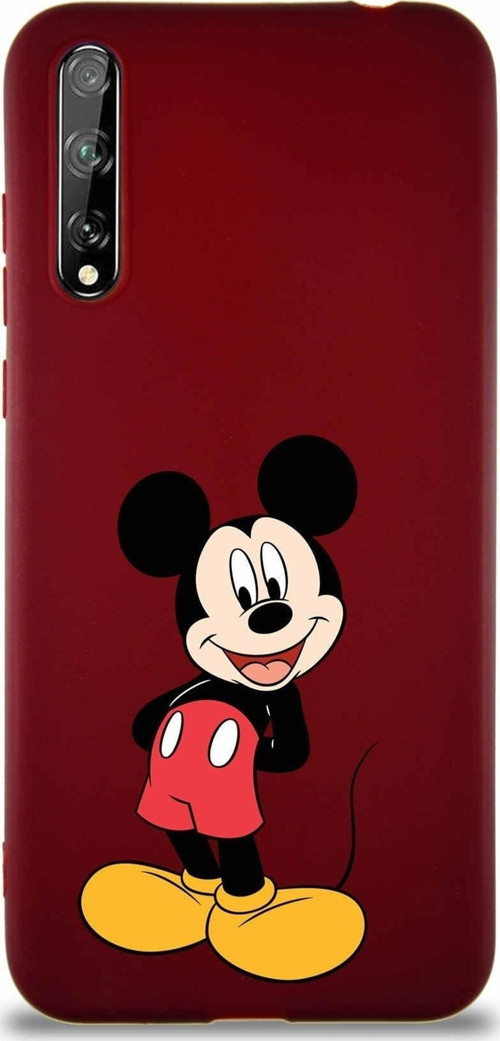 Huawei P Smart S Soft Premier Kapak Mickey Mouse-B Tasarımlı Silikon Kılıf - Mürdüm