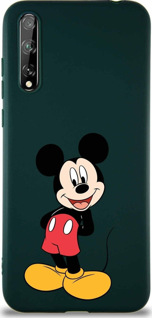 Huawei P Smart S Soft Premier Kapak Mickey Mouse-B Tasarımlı Silikon Kılıf - Yeşil
