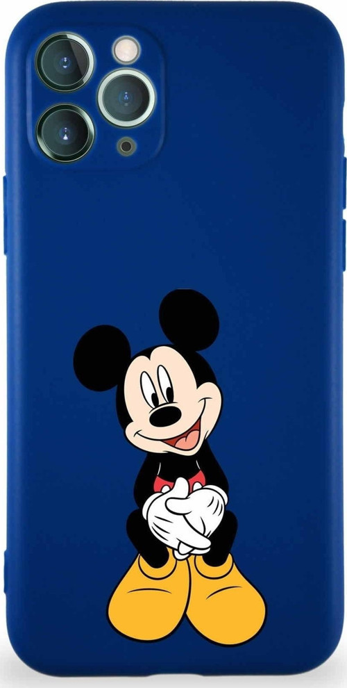 İphone 11 Uyumlu Pro Soft Premier Kapak Mickey Mouse-A Tasarımlı Silikon Kılıf - Lacivert