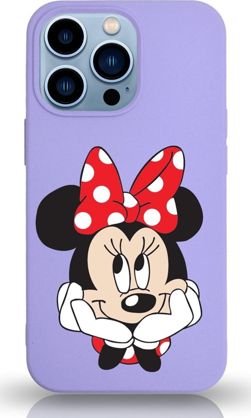 Iphone 13 Pro Uyumlu Lansman Kılıf Minnie Mouse Tasarımlı Altı Kapalı Içi Kadife Kaplı Kapak