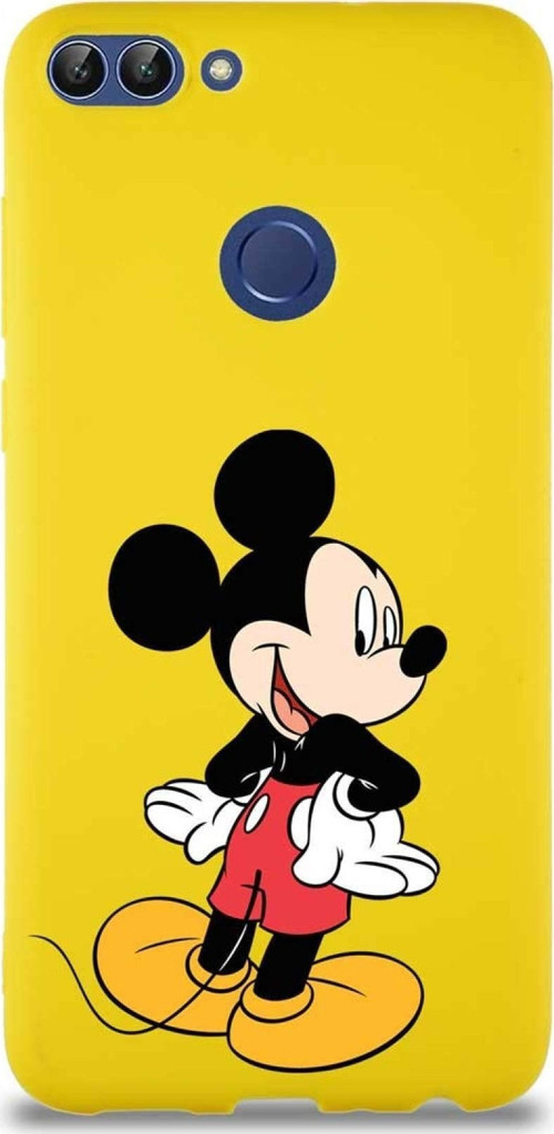 Huawei P Smart Soft Premier Kapak Mickey Mouse-D Tasarımlı Silikon Kılıf - Sarı