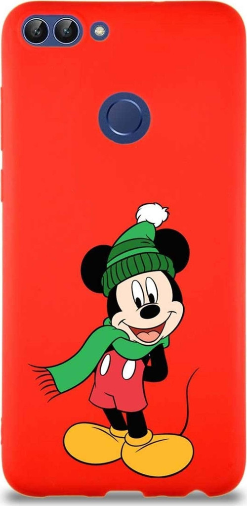 Huawei P Smart Soft Premier Kapak Mickey Mouse-G Tasarımlı Silikon Kılıf - Kırmızı