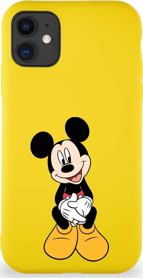 Iphone 11 Uyumlu Soft Premier Kapak Mickey Mouse-A Tasarımlı Silikon Kılıf - Sarı