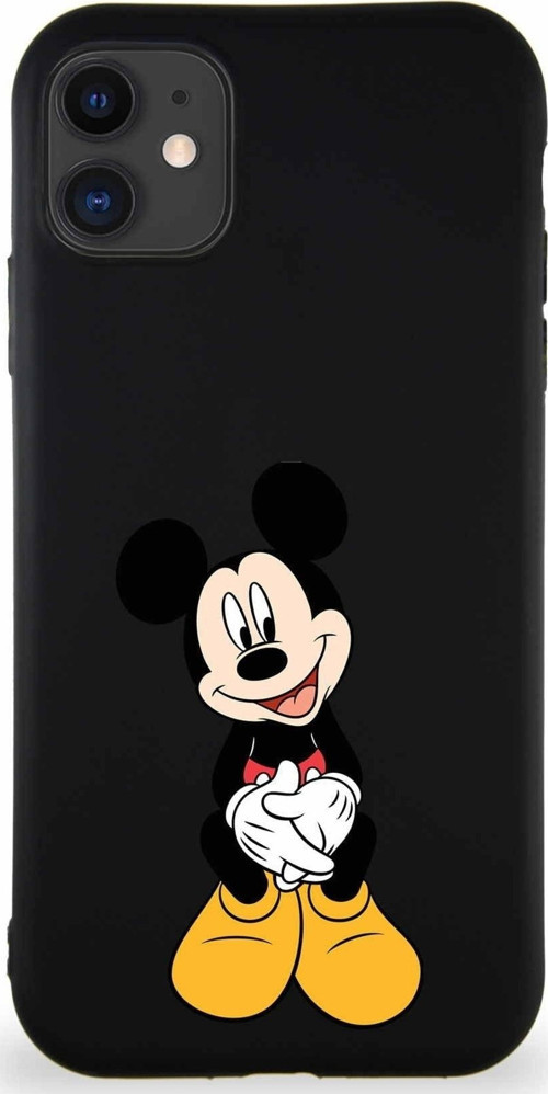 Iphone 11 Uyumlu Soft Premier Kapak Mickey Mouse-A Tasarımlı Silikon Kılıf - Siyah