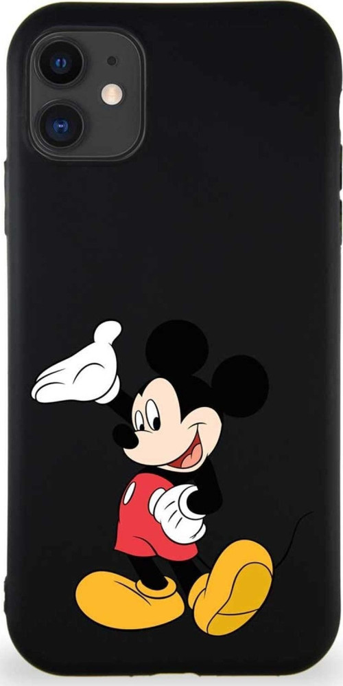 Iphone 11 Uyumlu Soft Premier Kapak Mickey Mouse-C Tasarımlı Silikon Kılıf - Siyah