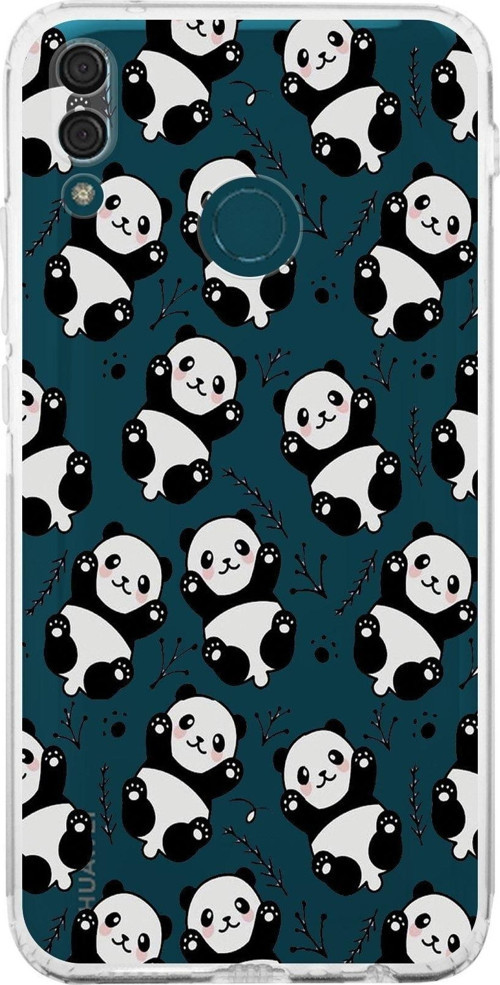 Huawei Y9 2019 Kamera Korumalı Kapak Panda Tasarımlı Şeffaf Kılıf