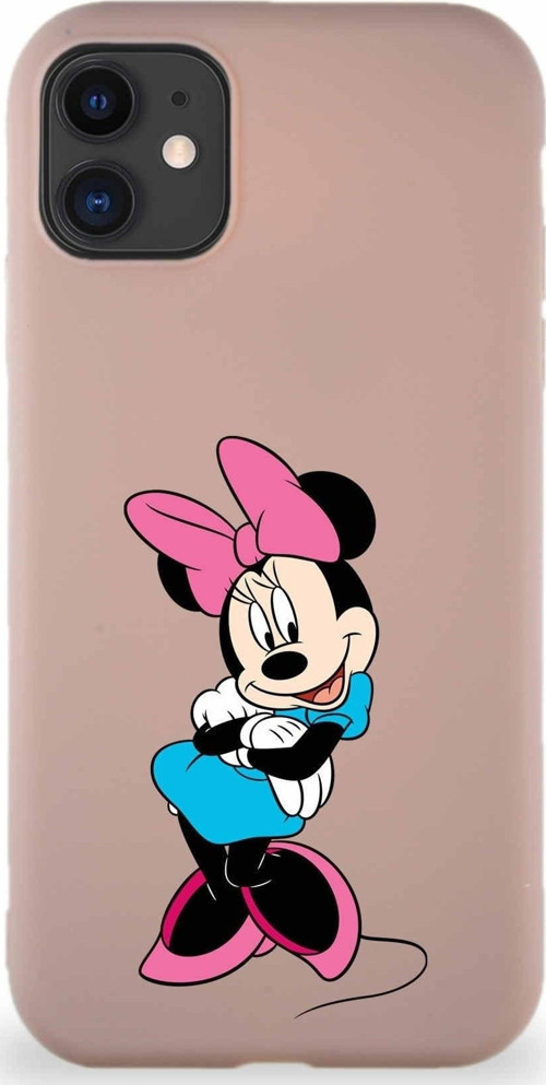 Iphone 11 Uyumlu Soft Premier Kapak Minnie Mouse-D Tasarımlı Silikon Kılıf - Pudra