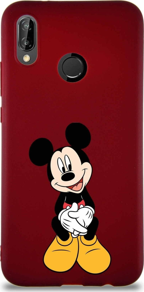 Huawei P20 Lite Soft Premier Kapak Mickey Mouse-A Tasarımlı Silikon Kılıf - Mürdüm