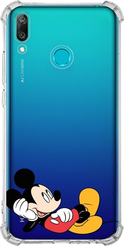 Huawei Y9 2019 Köşe Korumalı Antişok Kapak Mickey Mouse Tasarımlı Şeffaf Kılıf