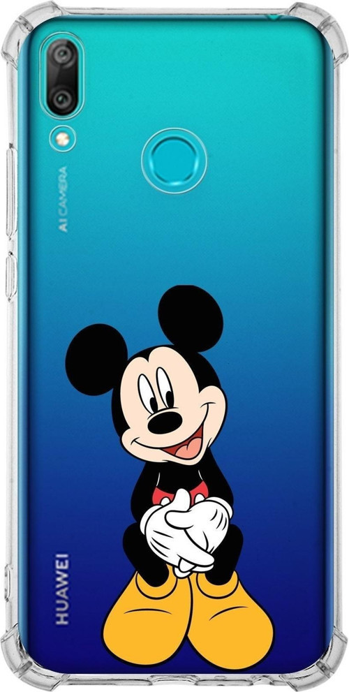 Huawei Y9 2019 Köşe Korumalı Antişok Kapak Mickey Mouse Tasarımlı Şeffaf Kılıf