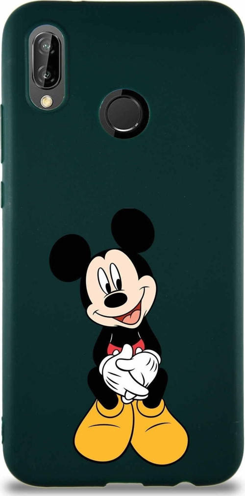 Huawei P20 Lite Soft Premier Kapak Mickey Mouse-A Tasarımlı Silikon Kılıf - Yeşil