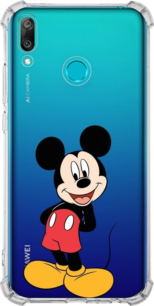 Huawei Y9 2019 Köşe Korumalı Antişok Kapak Mickey Mouse Tasarımlı Şeffaf Kılıf