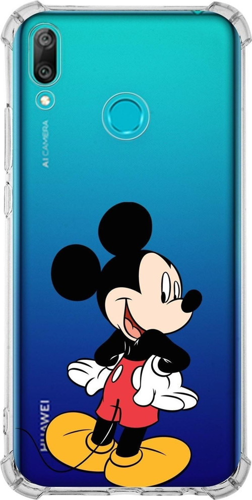 Huawei Y9 2019 Köşe Korumalı Antişok Kapak Mickey Mouse Tasarımlı Şeffaf Kılıf