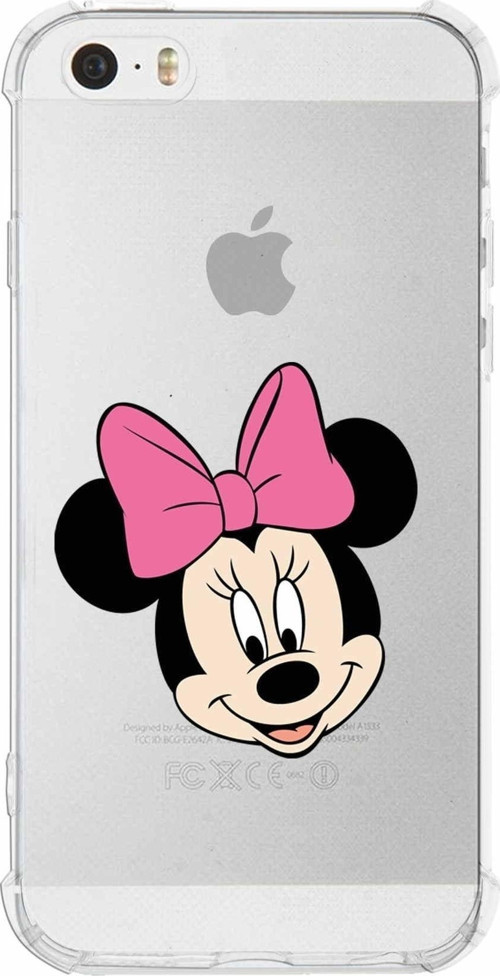 Iphone 5Se Uyumlu Köşe Korumalı Antişok Kapak Minnie Mouse Tasarımlı Şeffaf Kılıf