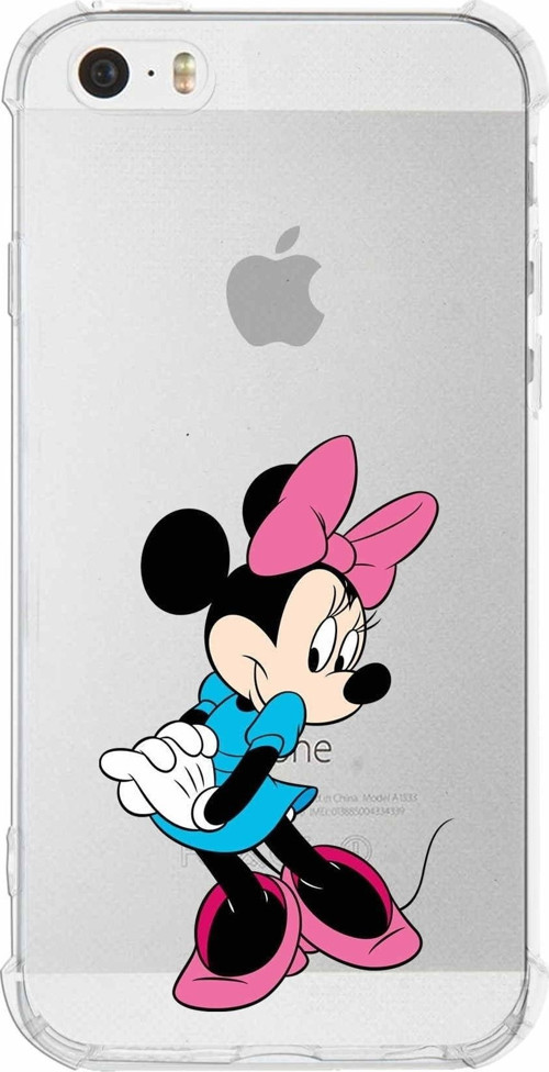 Iphone 5Se Uyumlu Köşe Korumalı Antişok Kapak Minnie Mouse Tasarımlı Şeffaf Kılıf