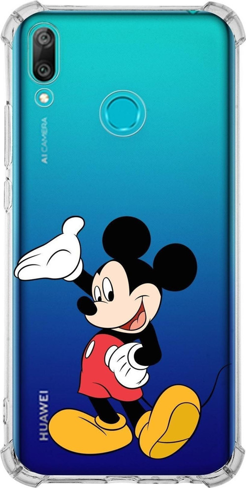 Huawei Y9 2019 Köşe Korumalı Antişok Kapak Mickey Mouse Tasarımlı Şeffaf Kılıf
