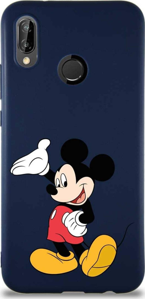 Huawei P20 Lite Soft Premier Kapak Mickey Mouse-C Tasarımlı Silikon Kılıf - Lacivert