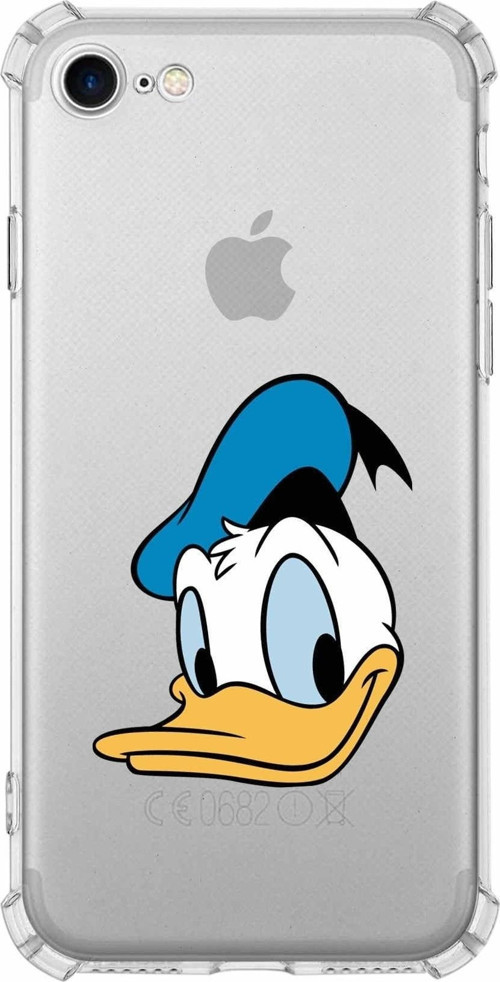 Iphone 7 Plus Uyumlu Köşe Korumalı Antişok Kapak Donald Duck Tasarımlı Şeffaf Kılıf