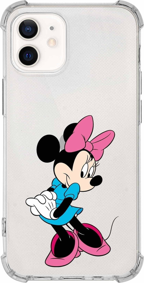 Iphone 12 Mini Uyumlu Köşe Korumalı Antişok Kapak Minnie Mouse Tasarımlı Şeffaf Kılıf