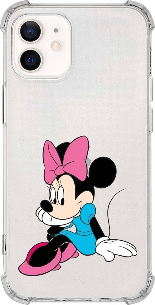 Iphone 12 Mini Uyumlu Köşe Korumalı Antişok Kapak Minnie Mouse Tasarımlı Şeffaf Kılıf