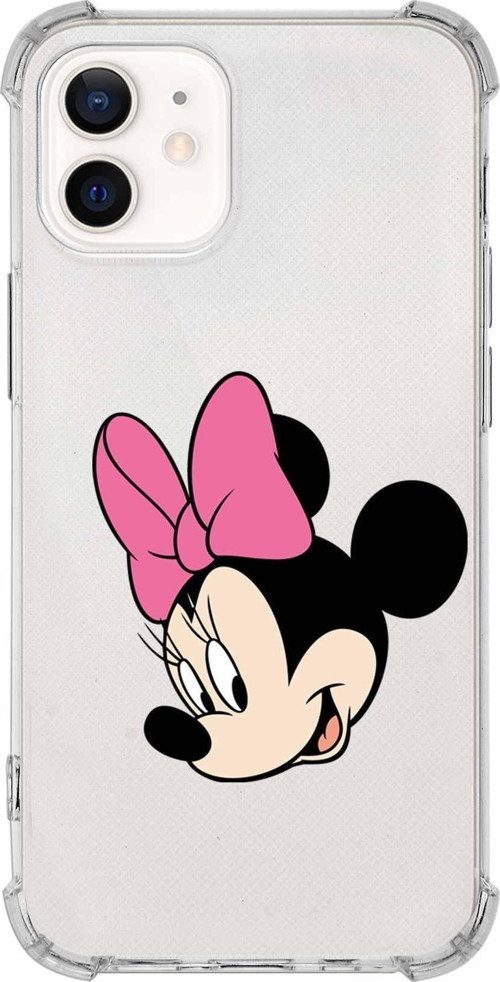 Iphone 12 Mini Uyumlu Köşe Korumalı Antişok Kapak Minnie Mouse Tasarımlı Şeffaf Kılıf