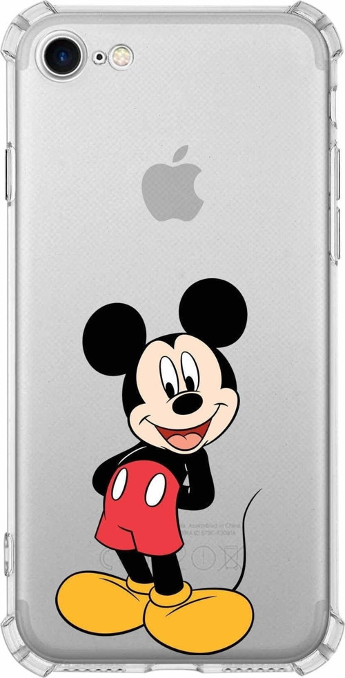 Iphone 7 Uyumlu Köşe Korumalı Antişok Kapak Mickey Mouse Tasarımlı Şeffaf Kılıf