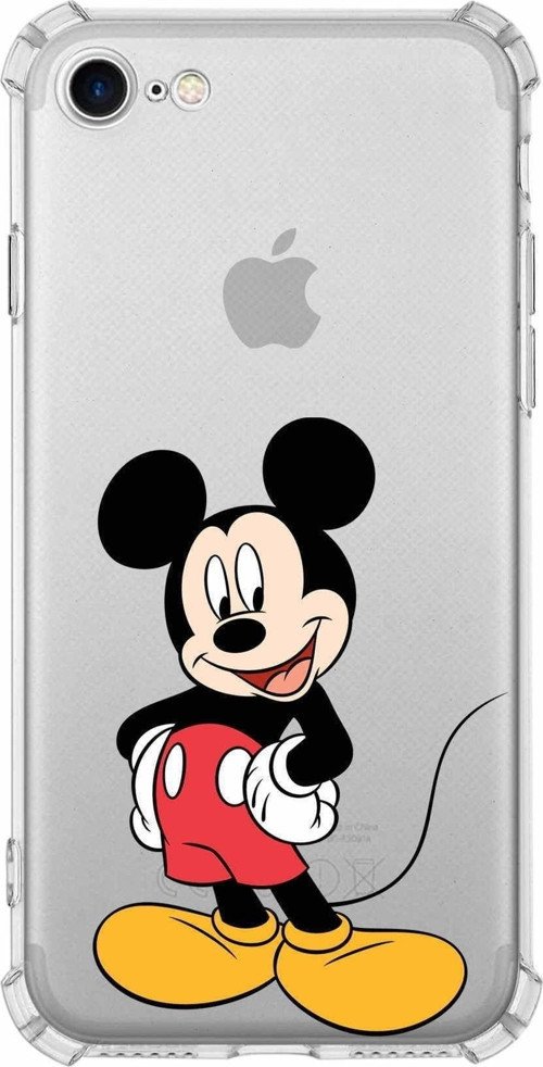 Iphone 7 Uyumlu Köşe Korumalı Antişok Kapak Mickey Mouse Tasarımlı Şeffaf Kılıf