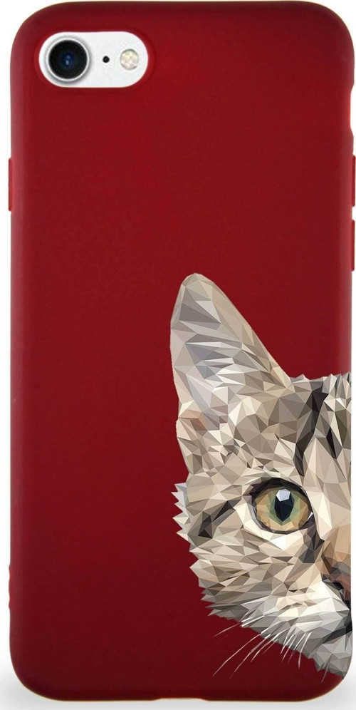 Iphone 7 Uyumlu Soft Premier Kapak Catface Tasarımlı Silikon Kılıf - Mürdüm