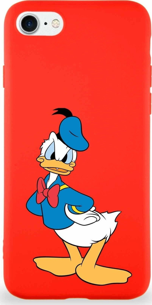 Iphone 7 Uyumlu Soft Premier Kapak Donald Duck-D Tasarımlı Silikon Kılıf - Kırmızı