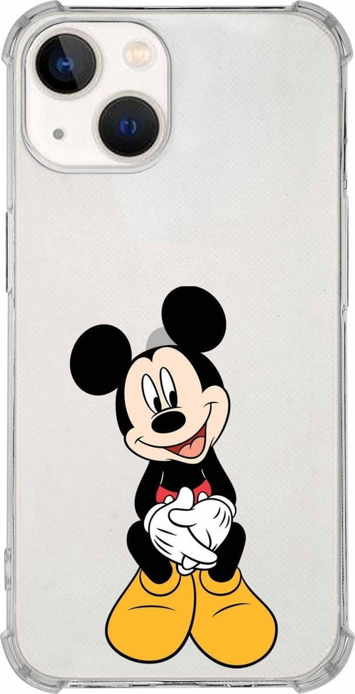 Iphone 13 Mini Uyumlu Köşe Korumalı Antişok Kapak Mickey Mouse Tasarımlı Şeffaf Kılıf