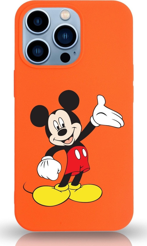 Iphone 13 Pro Lansman Kılıf Mickey Mouse Tasarımlı Altı Kapalı Içi Kadife Kaplı Kapak Uyumlu