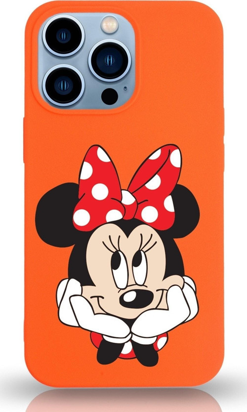 Iphone 13 Pro Lansman Kılıf Minnie Mouse Tasarımlı Altı Kapalı Içi Kadife Kaplı Kapak