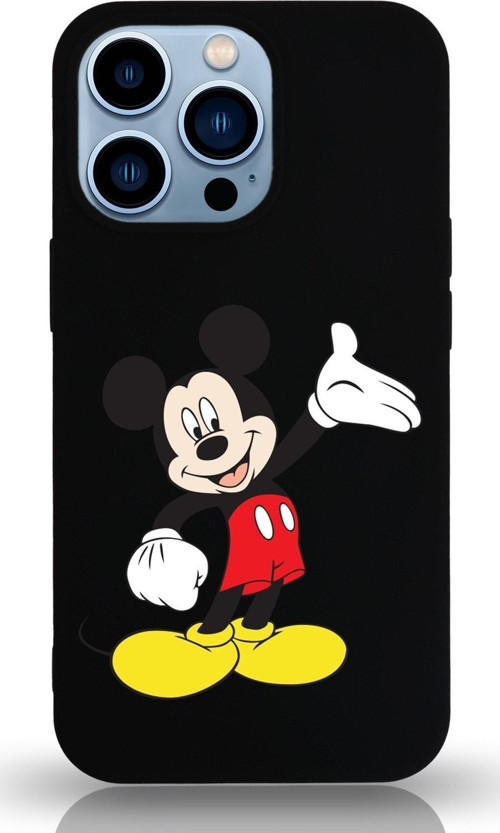 Iphone 13 Pro Max Uyumlu Lansman Kılıf Mickey Mouse Tasarımlı Altı Kapalı Içi Kadife Kaplı Kapak