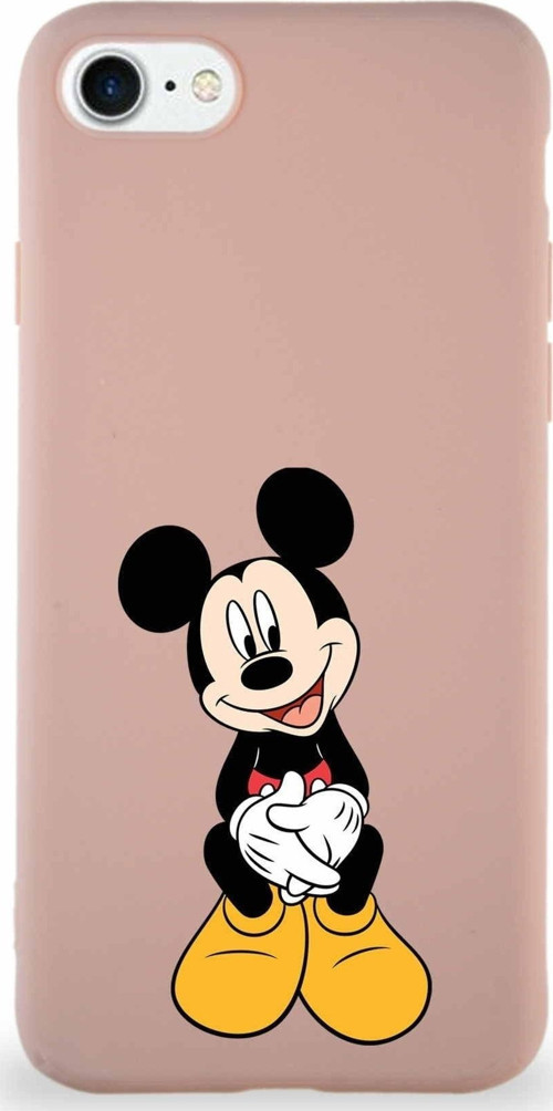 Iphone Se 2020 Uyumlu Soft Premier Kapak Mickey Mouse-A Tasarımlı Silikon Kılıf - Pudra