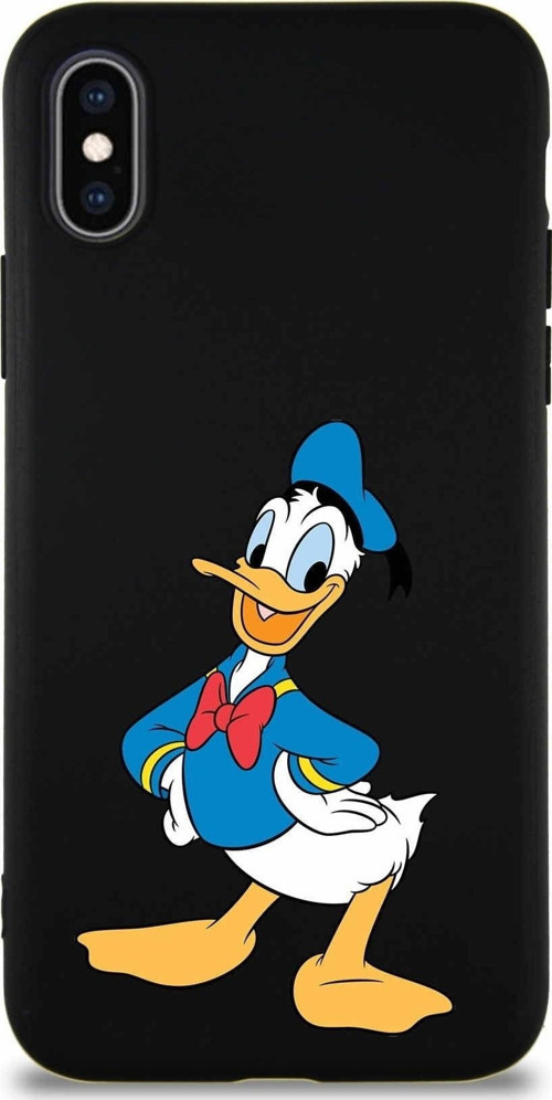 Iphone X Uyumlu Soft Premier Kapak Donald Duck-C Tasarımlı Silikon Kılıf - Siyah