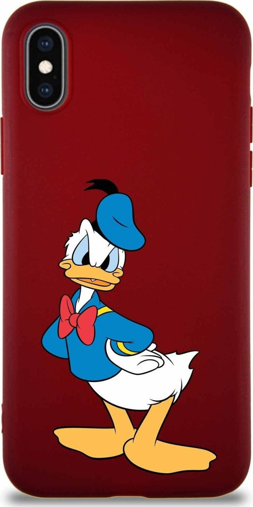 Iphone X Uyumlu Soft Premier Kapak Donald Duck-D Tasarımlı Silikon Kılıf - Mürdüm
