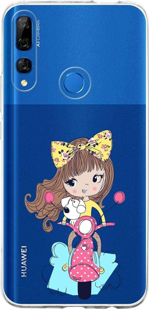 Huawei Y9 Prime 2019 Uyumlu Kapak Vespagirl Tasarımlı Şeffaf Silikon Kılıf