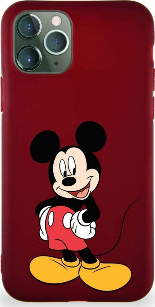 Iphone 11 Pro Uyumlu Soft Premier Kapak Mickey Mouse-E Tasarımlı Silikon Kılıf - Mürdüm