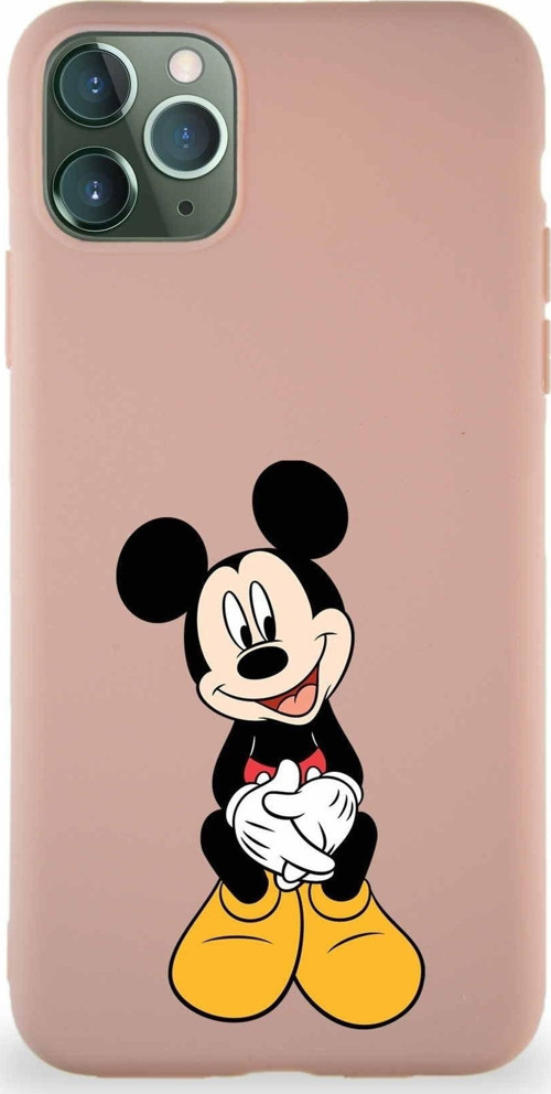 Iphone 11 Pro Max Uyumlu Soft Premier Kapak Mickey Mouse-A Tasarımlı Silikon Kılıf - Pudra