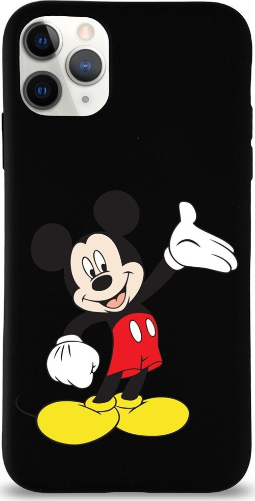 Iphone 11 Pro Max Lansman Kılıf Mickey Mouse Tasarımlı Altı Kapalı Içi Kadife Kaplı Kapak