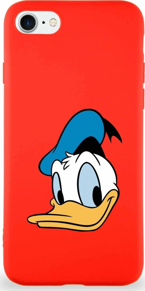 Iphone Se 2022 Uyumlu Soft Premier Kapak Donald Duck-B Tasarımlı Silikon Kılıf - Kırmızı