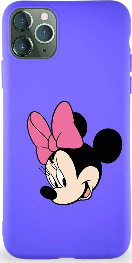Iphone 11 Pro Max Uyumlu Soft Premier Kapak Minnie Mouse-B Tasarımlı Silikon Kılıf - Mor