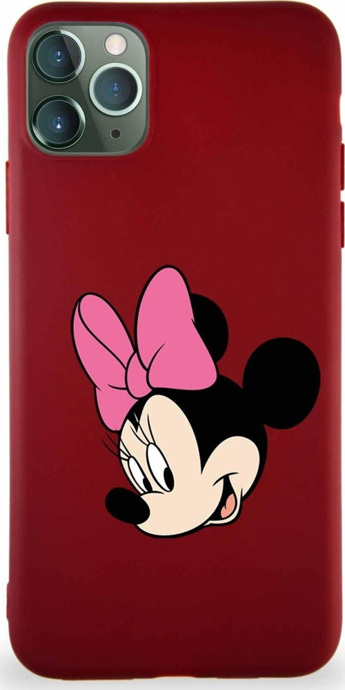 Iphone 11 Pro Max Uyumlu Soft Premier Kapak Minnie Mouse-B Tasarımlı Silikon Kılıf - Mürdüm